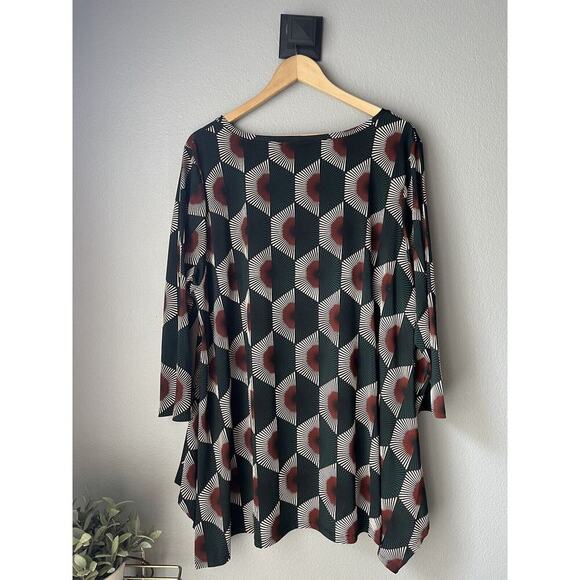 NICHE Nilgun Derman Tunic Top Salsa Size XLarge Fans Print Green Multi - Picture 2 of 5